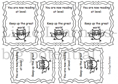 Reading level cards